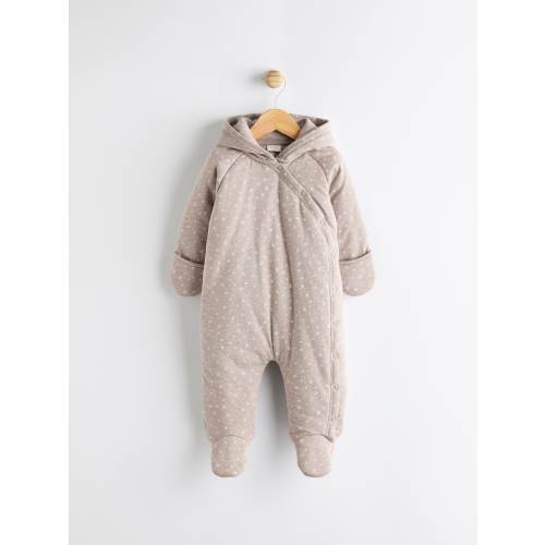 Chocolate Brown Star Jersey Wrap Baby Hooded Pramsuit 3-6 months