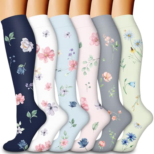 Laite Hebe Compression Socks for Women & Men Circulation(6 pairs)-Graduated Supports Socks for Running, Athletic Sports