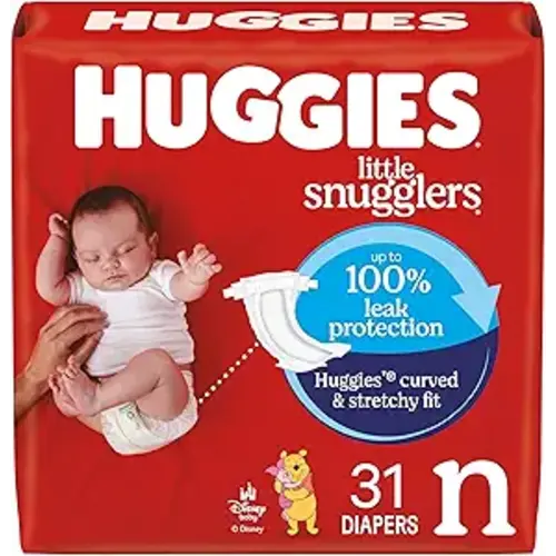 Huggies Size Newborn Diapers, Little Snugglers Baby Diapers, Size Newborn (up to 10 lbs), 31 Count, Packaging May Vary