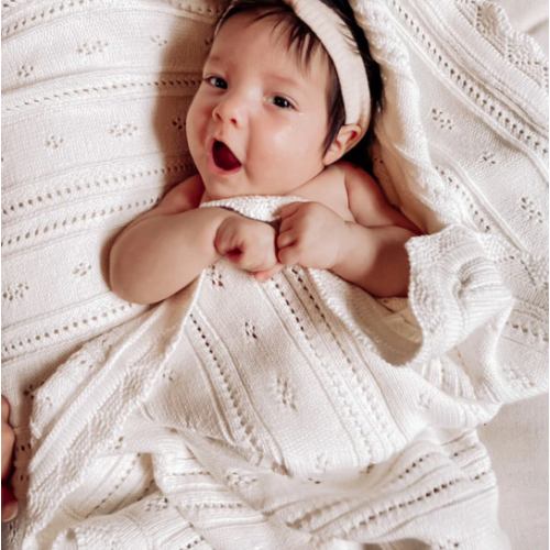 Pointelle Baby Blanket - White – Luna + Luca
