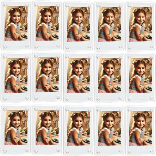 15 Packs Polaroid Magnets Frame for Refrigerator, Acrylic Fridge Magnetic Picture Frame, Mini Photo Frames, Instax Clear Picture Magnet Display Frame 2.36 X 3.54 Inches