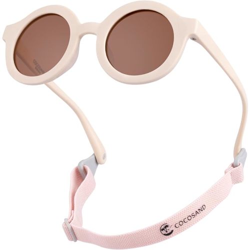 COCOSAND Polarized Baby Sunglasses with Strap Soft Silicone Nose Pads Flexible for 0-24 Months Infant Toddler Girls Boys