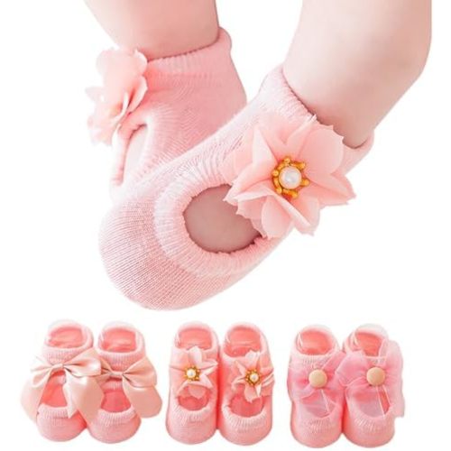 Baby Girl Socks Newborn Infant Essentials Baby Shower Gifts Pink Bow Flower Stuff