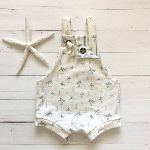 6-9 Months NEW! “Palm Beach”/Cream/Jadeite/Infant Overalls/Toddler Overalls