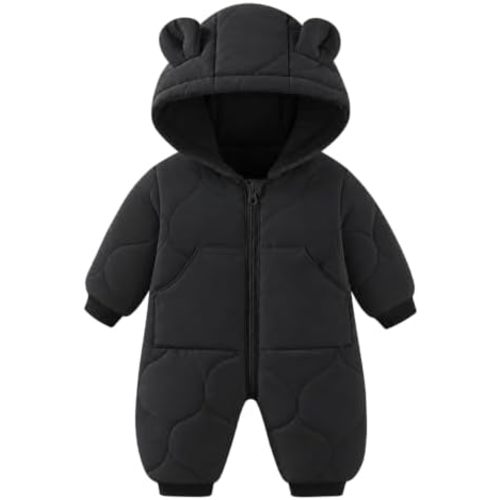 JiAmy Baby Snowsuit Winter Romper Hooded Boys Girls Jumpsuit Bear Thick Windproof Cap Infant Winter Clothes