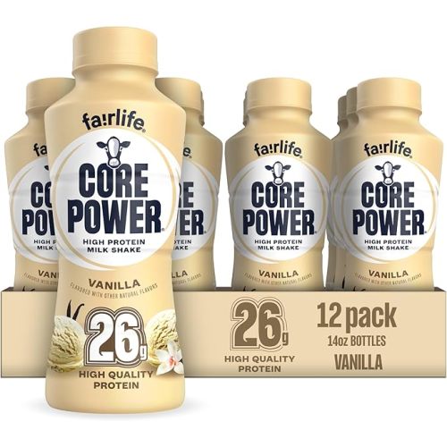 Core Power Protein Shake, Vanilla, 26g Bottle, 14oz, 12 Pack