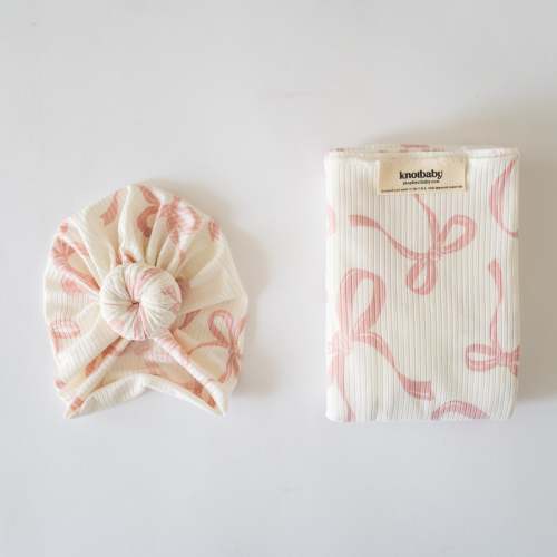 Headwrap and Swaddle Set in Ribbon