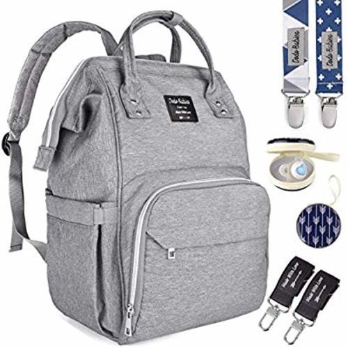 Diaper Bag by Dodo Babies + 2 Pacifier Clips + Pacifier Case, Multi-Function Waterproof Maternity Nappy Bags, Travel Backpack Large Capacity Excellent Baby Shower/Registry Gift