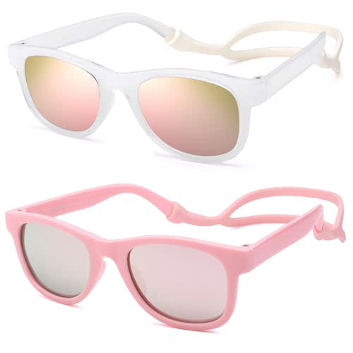 Hycredi Flexible Bendable Baby Polarized Sunglasses with Strap for Newborn Infant Boys Girls Age 0-18 Months