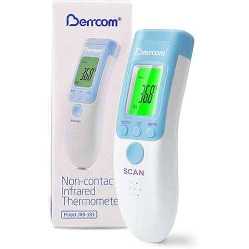 Berrcom Non-Contact Infrared Thermometer for Baby, Adults & Kids - Medical Grade Forehead Thermometer with Fever Alarm, LCD Display, Celsius/Fahrenheit