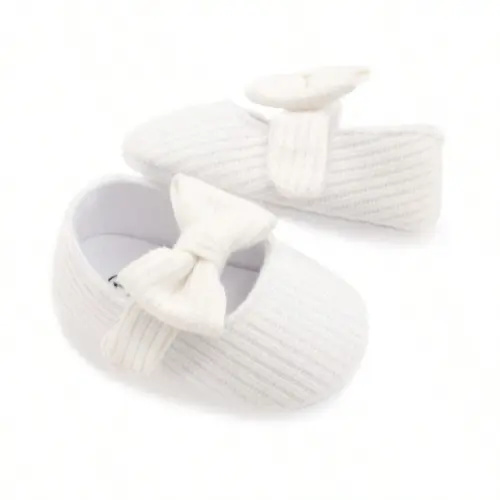 1pair Girls' Cute Bowknot Woolen Cloth Flats With Strap Design Suitable For Spring And Autumn | SHEIN USA