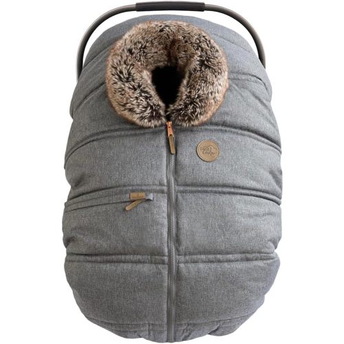 PETIT COULOU 3 Season Car Seat Covers for Baby - Convertible Baby Seat Cover with Removable Lining and Patented Structural Frame – Keeps Warm From Fall to Spring (Graphite)