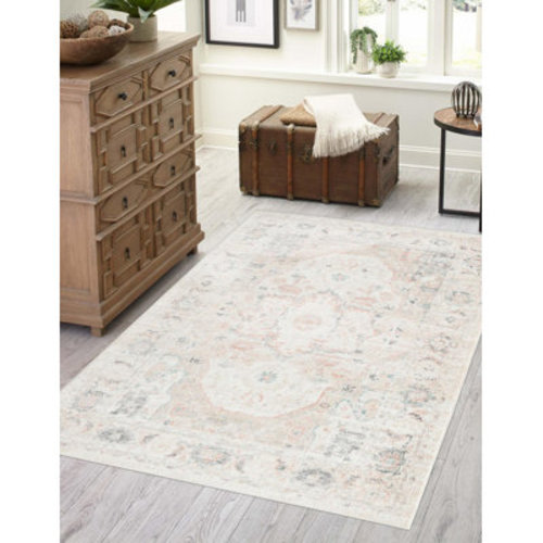 Langley Street® Hagood Oriental Area Rug in Ivory/Gray/Pink & Reviews | Wayfair