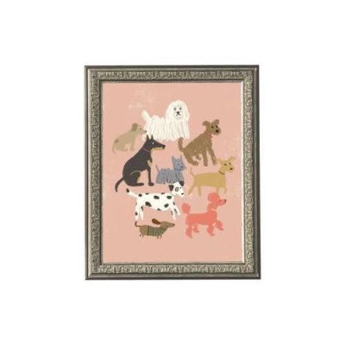 9" x 11" Dogs Antique Wall Art Metallic Gold - Petal Lane: Modern Canvas, Silver Frame, Animal Theme