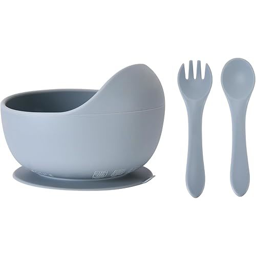 Silicone Baby Feeding Set, Baby Bowls, Baby Spoons and Baby Forks Can Fit in the Dishwasher and Microwave with Baby Feeding Supplies (B-2)