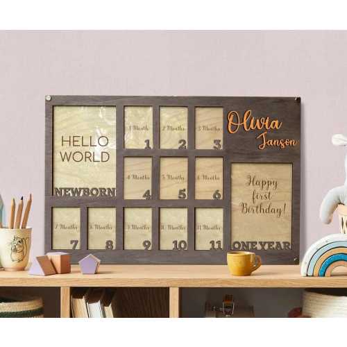 Baby First Year Picture Frame, Newborn To One Year Photo Frame, Baby Picture Frame, Monthly Milestone Baby Picture Frame Newborn Photo Frame