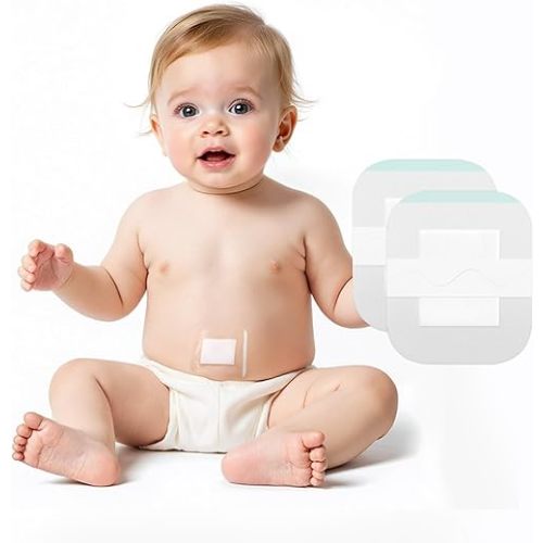 Baby Waterproof Umbilical Cord Stickers (15pcs), Navel Patches for Infants with Protruding Belly Buttons, Soft Cotton Hernia Pads, Baby Colic and Gas Relief Wrap 2.2 * 2.7Inch