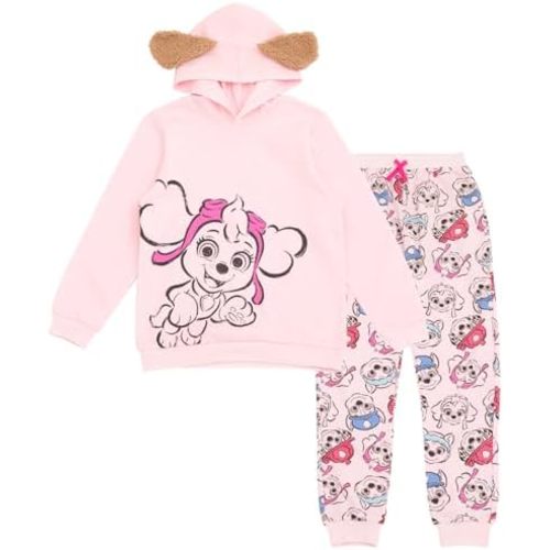 Paw Patrol Girls Fleece Cosplay Pullover Hoodie and Jogger Pants Outfit Set Toddler to Big Kid Sizes (2T - 10-12)