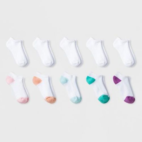 Toddler 10pk Solid Low-cut Socks - Cat & Jack™ White