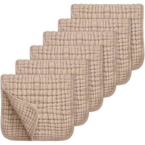 Looxii Muslin Baby Burp Cloths, Absorbent Brup Rags 6 Pack Set for Baby