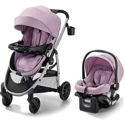 Graco Modes Pramette 3-in-1 Travel System, Car Seat Stroller Combo, Rear Facing Infant Car Seat, Infant Pramette to Toddler Stroller, Lilac Mod