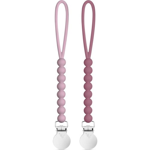Ryan & Rose Cutie Clip 2 Pack - Pacifier Clip Holder Silicone (Judy-Wisteria/Judy-Raisin)