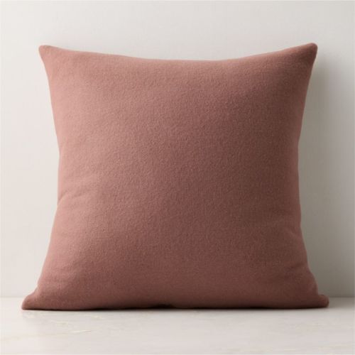 Lucy Light Mauve Merino Wool Throw Pillow with Down-Alternative Insert 20"x20"