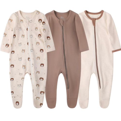 O2 BABY Baby Boys Girls Organic Cotton Zip-Front Sleeper Pajamas, Footed Sleep 'n Play