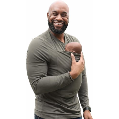 Lalabu Long-Sleeve Dad Shirt - Baby Wraps Carrier for Dad with Hand-Free Patented Pouch - Engineered for Bonding, Safety, & Comfort for Newborns Up to 15 Lbs. - CPSC Compliant