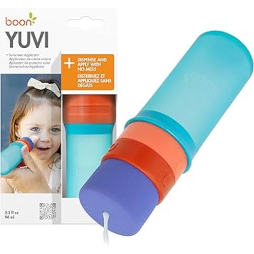 Boon Yuvi Sunscreen Applicator for Kids - Refillable and Spill Proof Kids Sunscreen Brush with Soft Foam Sponge - Summer Beach Essentials for Vacation - 3 Oz Travel Size - 1 Count