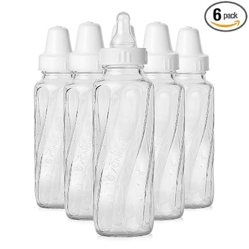 Evenflo Feeding Classic Glass Bottle, Twist Bottles, 8 Oz, 6 Bottles