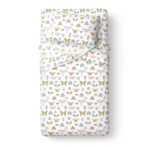 Mainstays Kids Microfiber Bed Sheet Set, Twin, Butterfly, 3 Pieces
