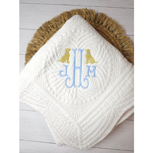 Embroidered Monogram Baby Quilt: Custom Cotton Keepsake