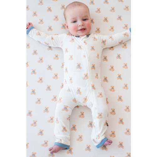 Bamboo Zippered Romper in Teddy Bear Print | Kyte Baby
