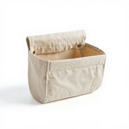 Alilang Hanging Wall Storage Basket with Front Pocket and Reinforced Canvas Construction - Beige-B