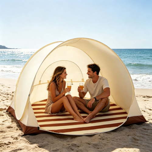 Large Pop up Beach Tent for 3-4 Person, UPF 50+ Automatic Sun Shelter Canopy Portable Outdoor Cabana Sun Umbrella, Easy Setup, Wind-Stable Beach Shade,White - 120x100cm