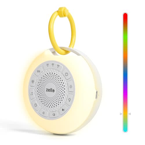 Zello | Portable Pro Max White Noise Machine | 30 Sounds | 55+ Hours Battery Life | 7 Colour Night Light | Child Lock | Sleep Timer | USB Rechargeable | Baby Sleep Aid | Sleep Sound Machine