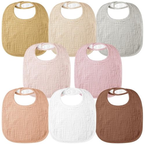 Lot de 8 bavoirs en mousseline 100 % coton pour bébé unisexe pour bébé fille garçon bave et dentition