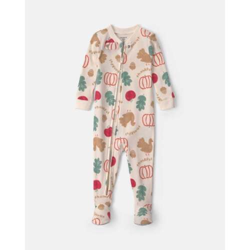Baby 1-Piece Thanksgiving 2-Way Zip 100% Cotton Snug Fit Footed Pajama - Cream | Carter's