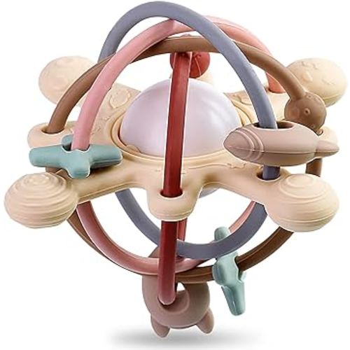 Baby Montessori Sensory Teething Toys - Toddler Activities Toy -Teether Ring Developmental Rattles - Tummy Time Gifts for 0 3 6 7 8 9 10 12 18 Month Infant Travel Toys Age 1 One Year Old Boys Girls