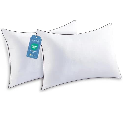JOLLYVOGUE Standard Pillows Set of 2, Cooling and Supportive Pillows Full Size Set of 2 for Side and Back Sleepers, Down Alternative Hotel Collection Sleeping Pillow