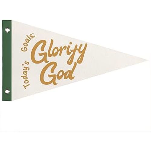 Kids Nursery Room Decor, Today's Goals Glorify God Christian Pennant Banner Flags, Religious Bible Verse Scripture Wall Art Decor for Bedroom Living Room Church Office, 8x14 Inch