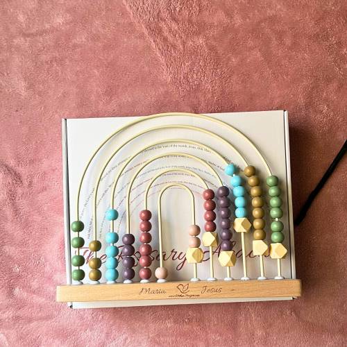 Unique Rosary Catholic perfect gift for baby baptism gift for children rosaries Catholic gift for baby shower rainbow abacus First Communion