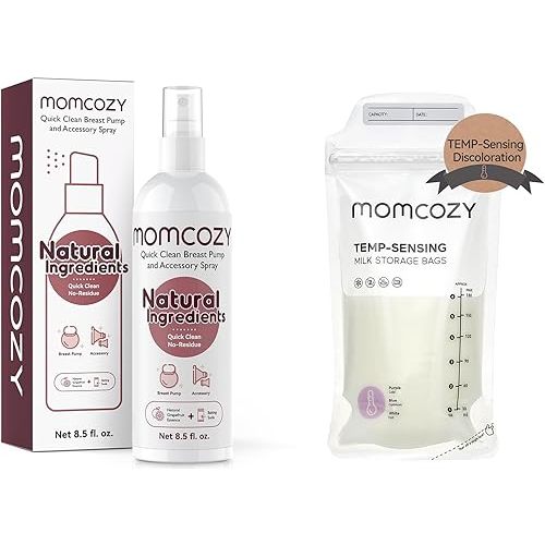 Momcozy Portable Breast Pump Cleaner Spray & Momcozy Breastmilk Storing Bags