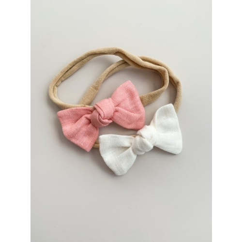 NEWBORN BOW SET - PINK AND WHITE