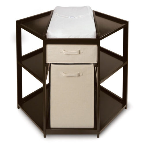 Diaper Corner Baby Changing Table with Hamper and Basket - Espresso - Badger Basket