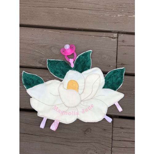 Magnolia Flower Pacifier Holder: Baby Security Blanket