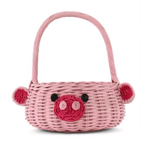 G6 Collection Hand Woven Pig Rattan Basket Decorative Home Decor Bin Organizer Storage Cute Handmade Handcrafted Gift Art Easter Decoration Wicker Piggy