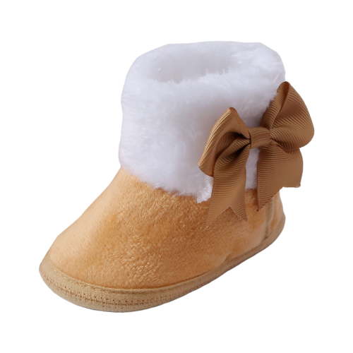 Gibobby Baby Boys Girls Cozy Fleece Boots with Non Skid Bottom Warm Winter Socks Slippers(Khaki,0-3 Months)