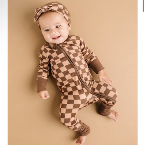Espresso Checkered Bamboo Sleeper – Little One Shop Co.
